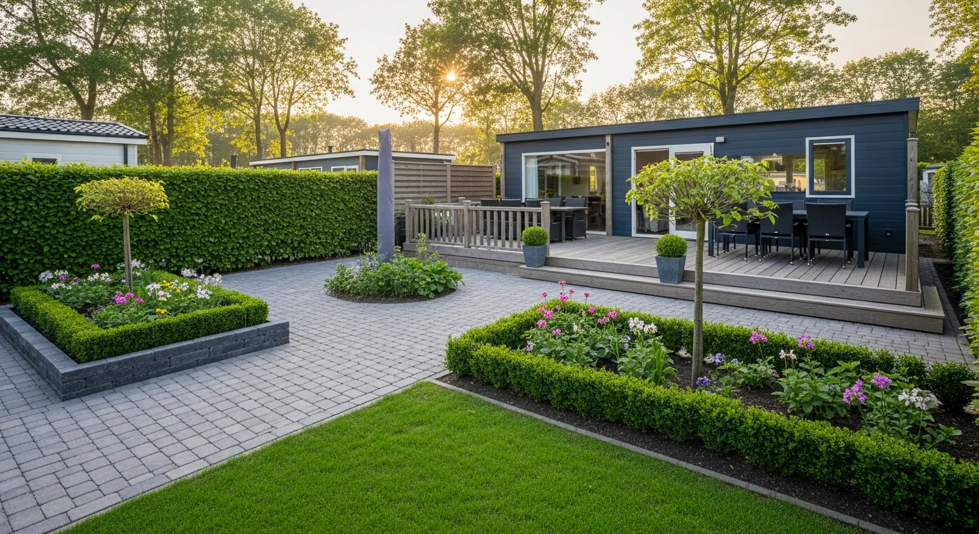 Prachtig aangelegde tuin rondom een chalet